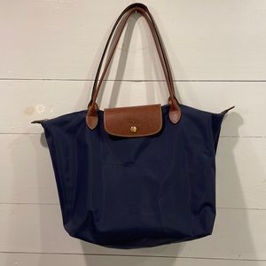 Longchamp navy le pliage tote